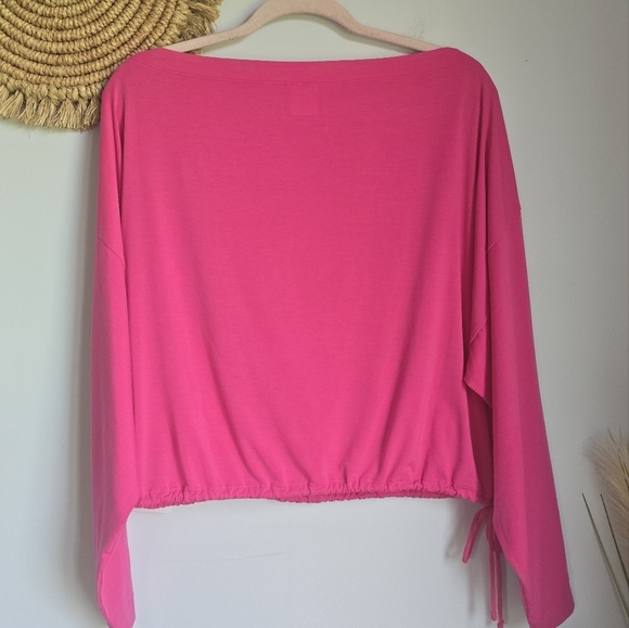 Athleta, New Cool Down Pink Long Sleeve Modal Drawstring Yoga Top Size Medium - Picture 6 of 14